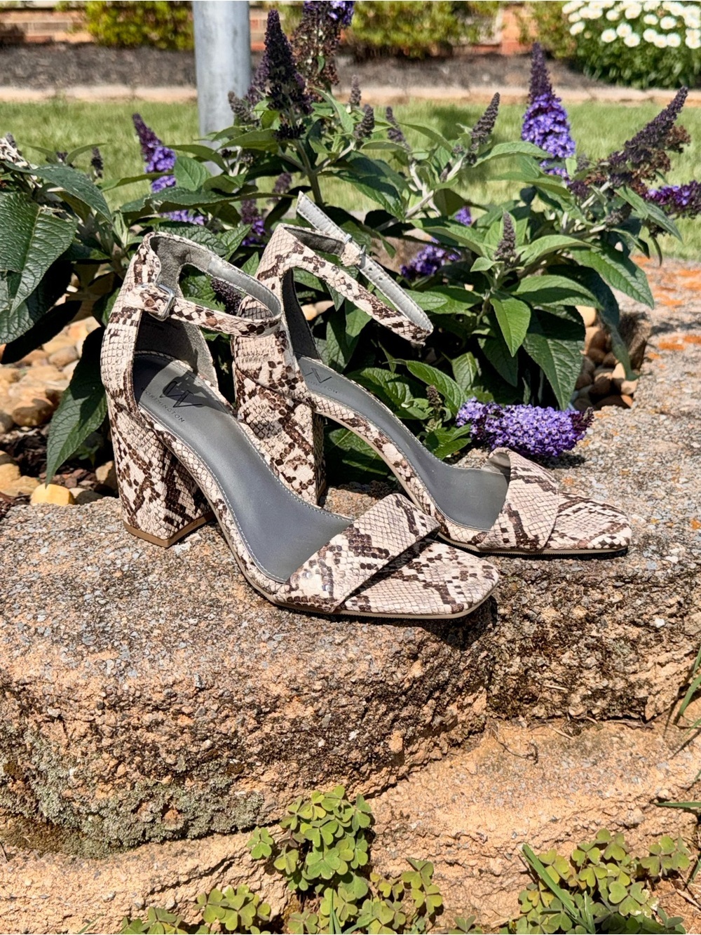 Worthington Faux Snakeskin Ankle-Strap Block Heel Sandals - Women Size 8 Summer